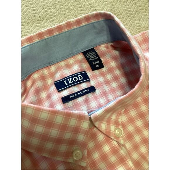 IZOD Mens Plaid No Iron Stretch Button Down Shirt XL - Picture 4 of 6